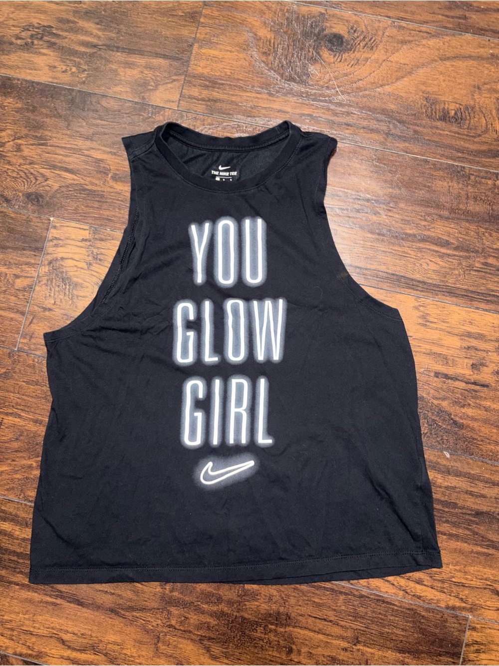 Nike Black 'You Glow Girl' Graphic Muscle Tank